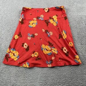 Toad&Co Skirt Womens Medium Red A-Line Floral Chaka Pull On Stretch Knit Casual